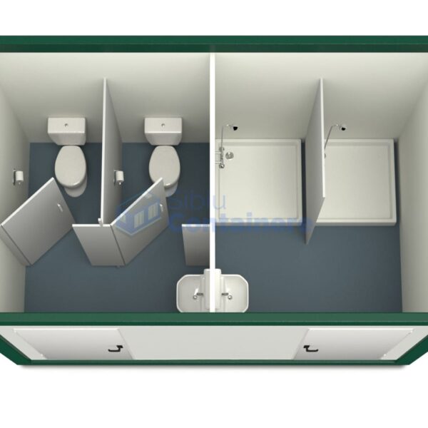 container sanitar sibiu 4metri 2dusuri 2wc verde