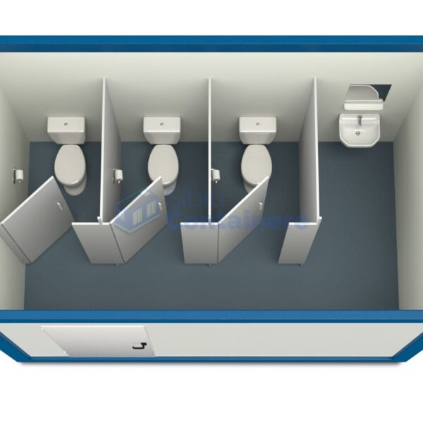 container sanitar sibiu 4metri 3wc albastru