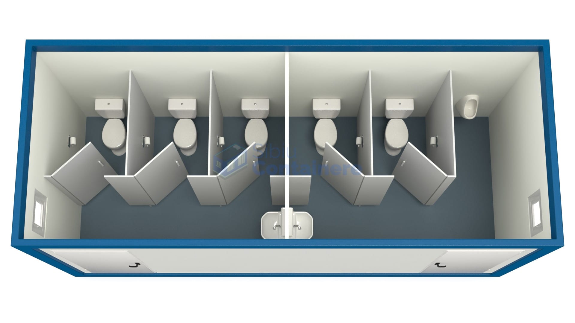 container sanitar sibiu 6metri 5wc albastru